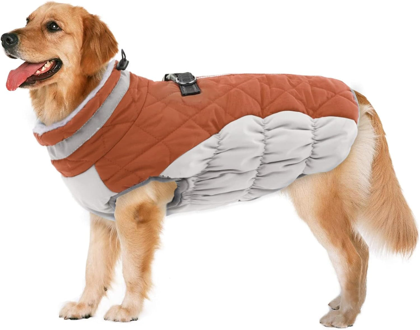 Lelepet Dog Coat Warm Dog Winter Coat Waterproof Dogs Jacket with Harness Built in Reflective Pet Fleece Vest Zip-Up Cold Weather Coats for Large Dogs Turtleneck Windproof Coats Boxer Blaze Orange XL - Image 14