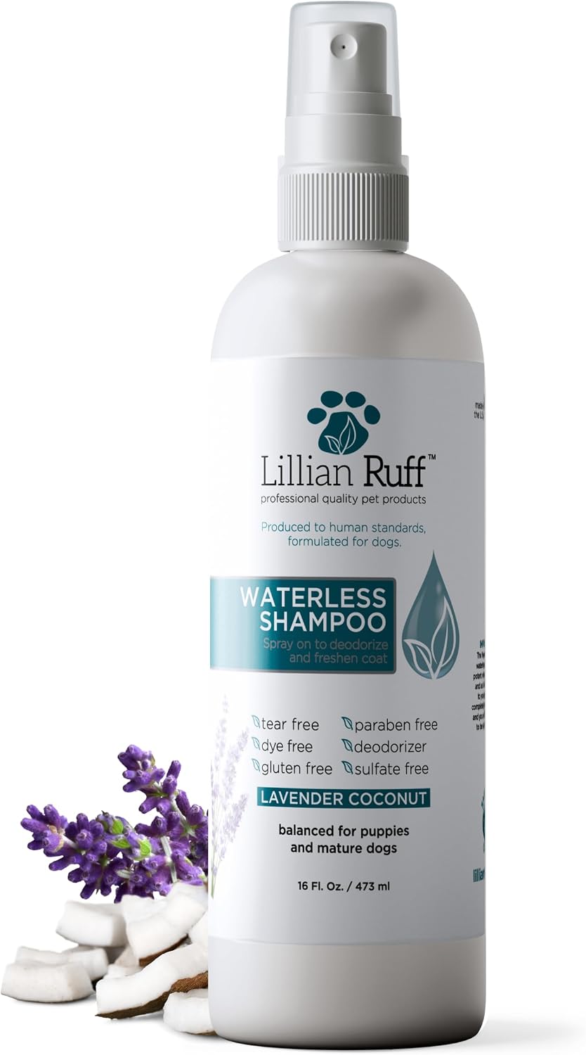 Lillian Ruff Waterless No-Rinse Dog Dry Shampoo Spray with Hydrating Essential Oils - pH-Balanced Dry Shampoo for Dogs - Clean, Condition, Detangle & Deodorize Dry, Sensitive Skin (16oz/Brush) - Image 9