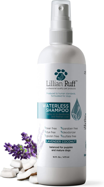 Lillian Ruff Waterless No-Rinse Dog Dry Shampoo Spray with Hydrating Essential Oils - pH-Balanced Dry Shampoo for Dogs - Clean, Condition, Detangle & Deodorize Dry, Sensitive Skin (16oz/Brush) - Image 9