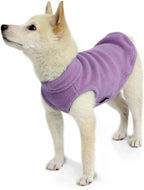 Soft lavender polyester dog fleece vest isolated on a clean background.