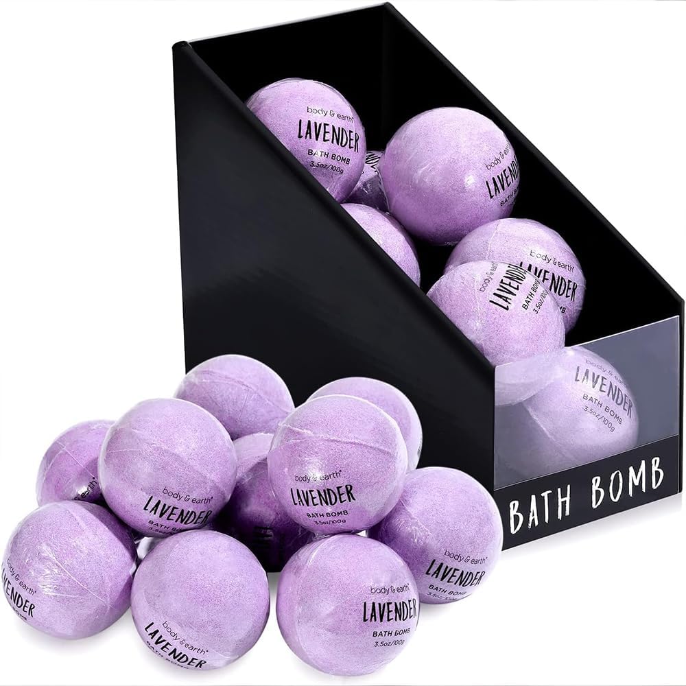 Body And Earth lavender bath bombs gift set front view