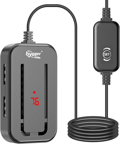 Hygger 150W aquarium heater with external controller front view
