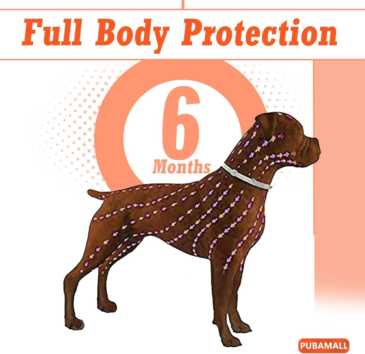Adjustable dark orange dog collar for flea prevention