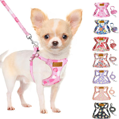 SlowTon No Pull Dog Harness with Leash - Soft Lightweight Floral Pattern Puppy Harness, Adjustable Pet Harness for Small Medium Dogs (Pink Daisy XXS) - Image 15