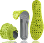DSYSC Memory Foam Shoe Insoles front view showing lime green color and breathable holes.