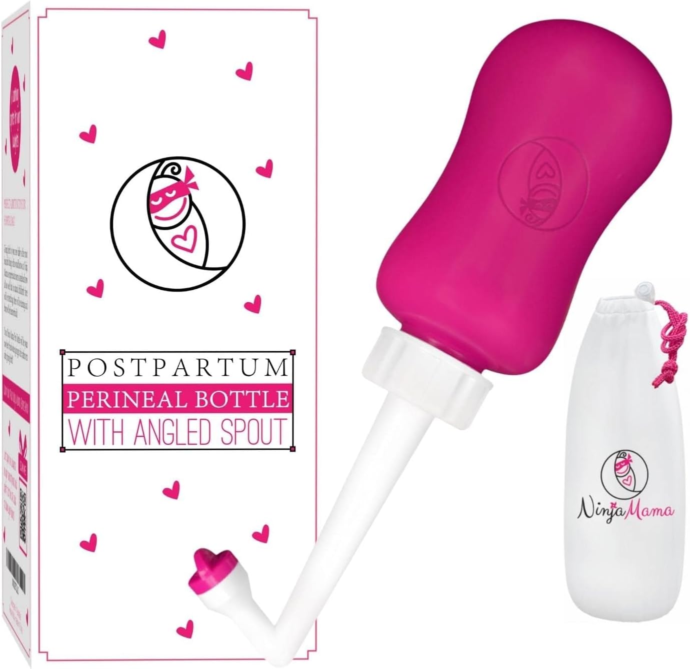Ninja Mama Peri Bottle for postpartum care front view showcasing the inverted design and packaging.