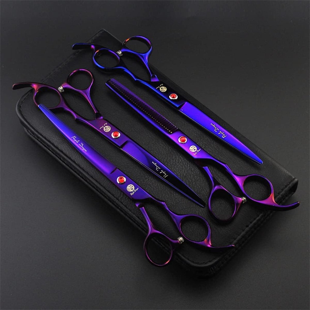 Purple Dragon professional pet hair cutting shears lifestyle