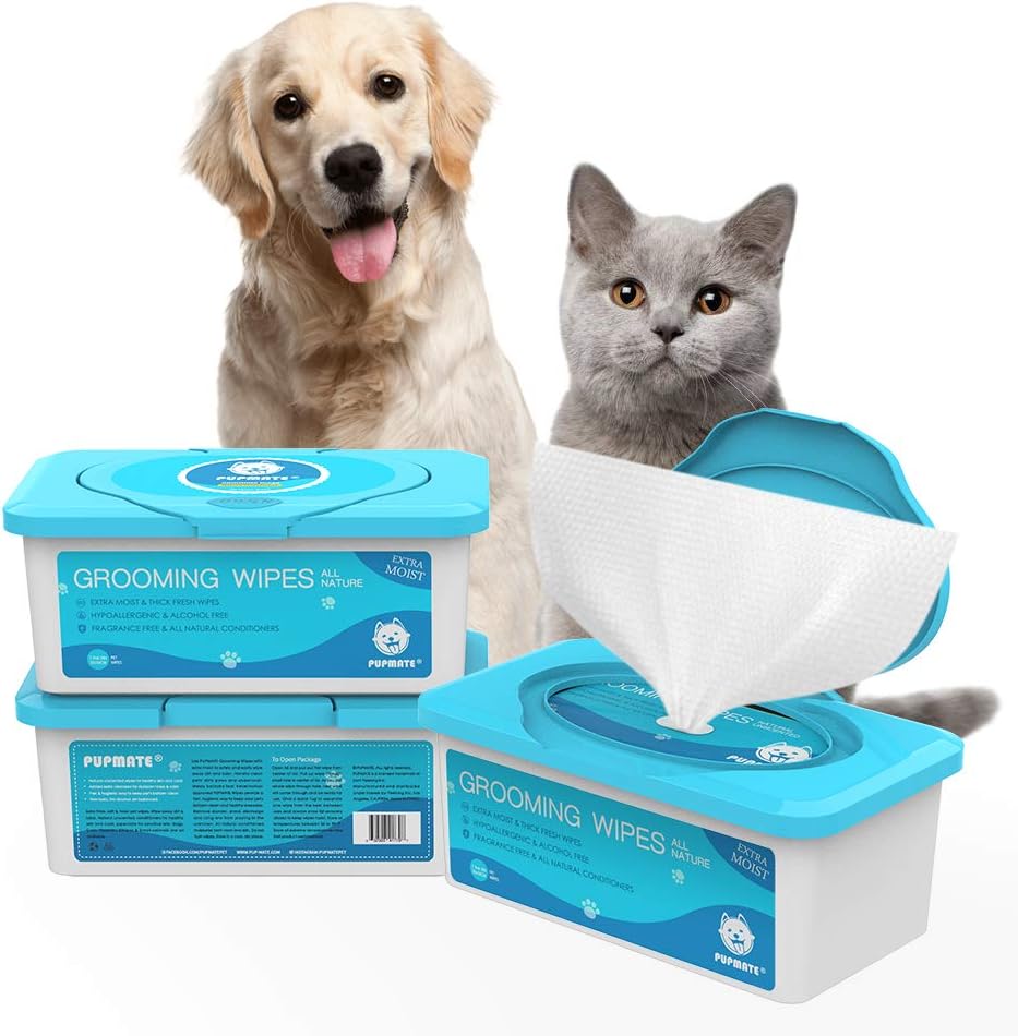 Pet Wipes for Dogs & Cats, Extra Moist & Thick Grooming Puppy Wipes with 100 Fresh Counts, Aloe Vera/Nature - Image 12