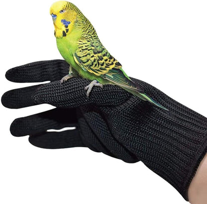Alfyng bird training anti bite gloves front view showing protective black material.