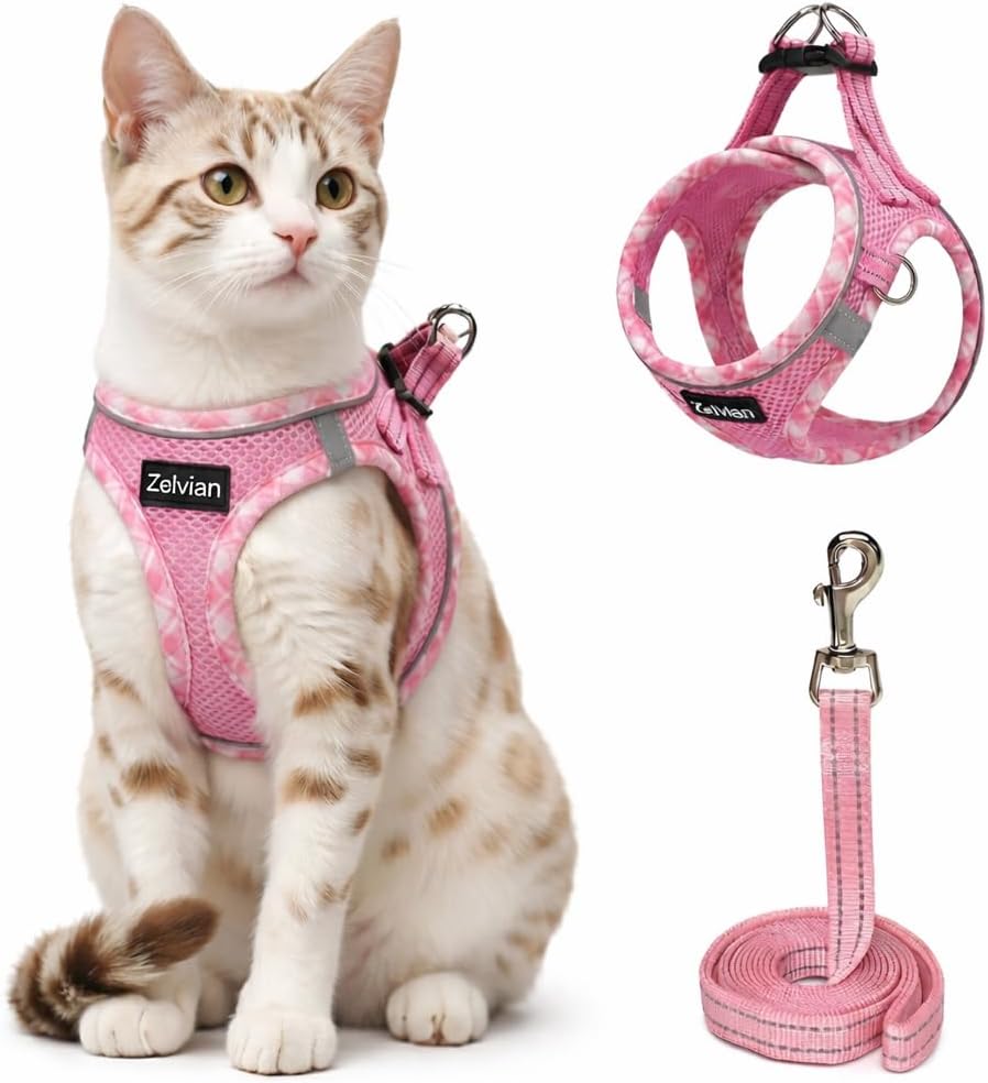 Escape Proof Cat Harness and Leash, Adjustable Vest, Beige, S | Soft Reflective Mesh with Dual D-Rings, Step-In Fit, Quick Buckle and 5 ft Leash for Outdoor Walks, Training and Vet Visits - Image 12