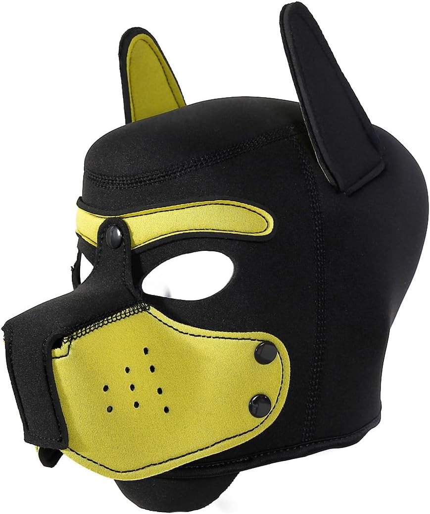 Adults Neoprene Puppy Hood Mask Pup Play Gear, Removable Cosplay Dog Full Face Pup Hood Pup Mask - Image 9