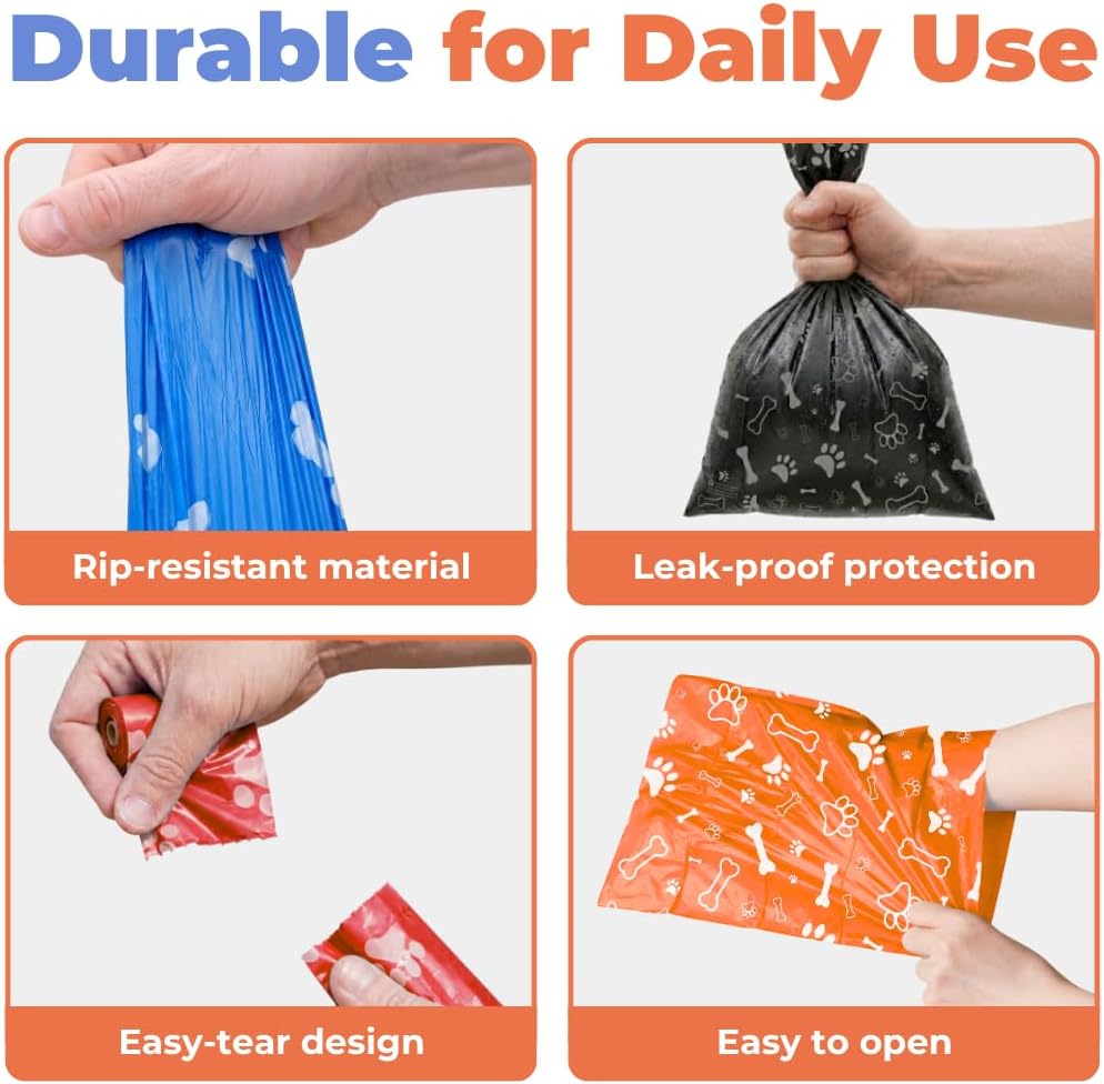Fifteen micron thick plastic dog waste bags for puppy walking
