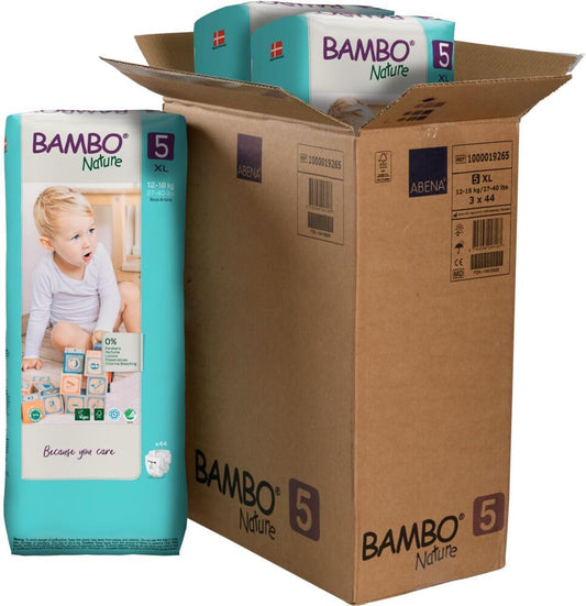 Bambo Nature Hypoallergenic Baby Diapers size 5 front view packaging for sensitive skin protection