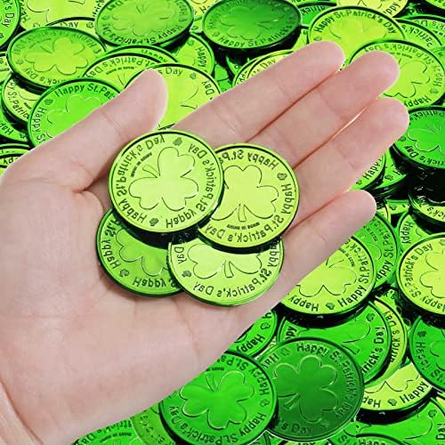 Individual Irish party favor coin dimension view showing the one point four inch diameter.