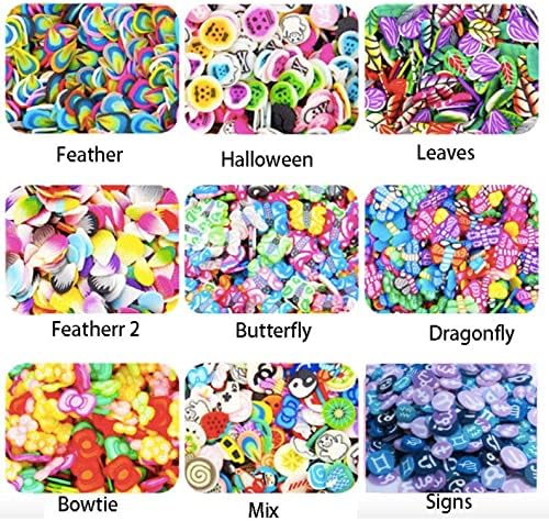 Authentic polymer clay fruit slices mixed into clear slime to create a textured and colorful crunchy appearance.