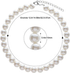 Fengek adjustable white faux pearl pet collar showing lobster claw clasp closure.