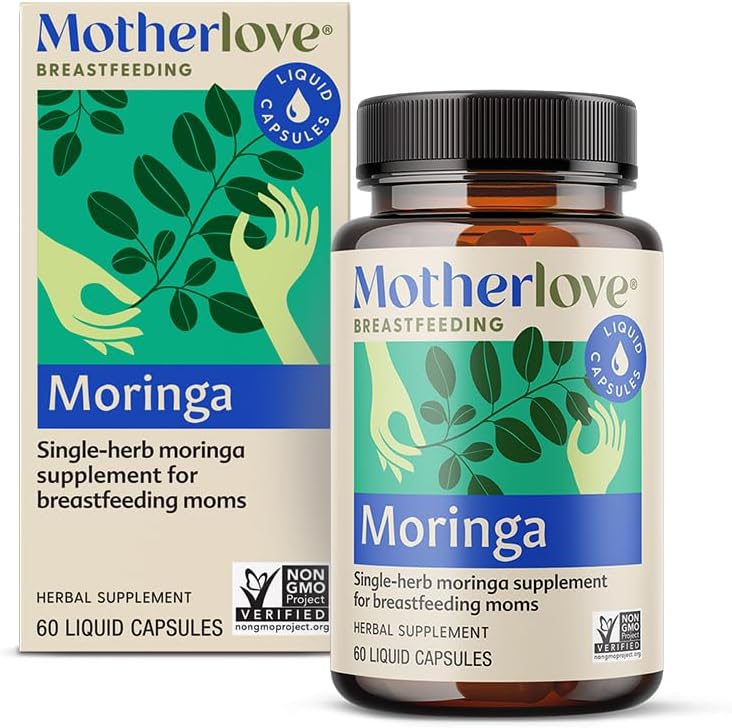 Motherlove Moringa Lactation Supplement 60 liquid capsules front bottle view