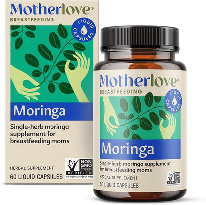 Motherlove Moringa Lactation Supplement 60 liquid capsules front bottle view