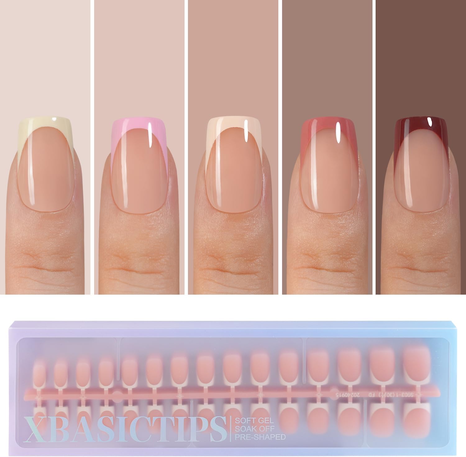 Misssix Xbasictips French tip press on nails front view