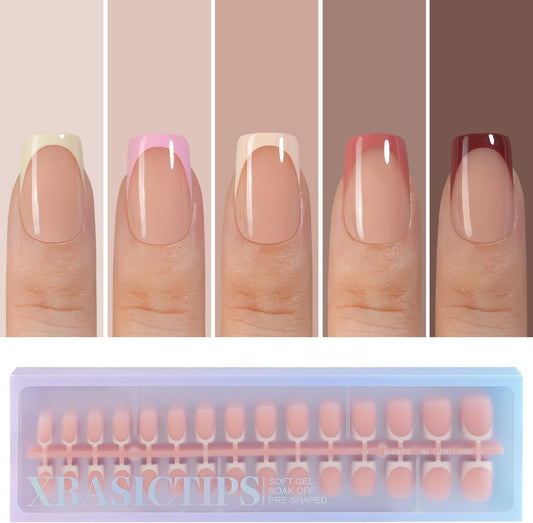 Misssix Xbasictips French tip press on nails front view