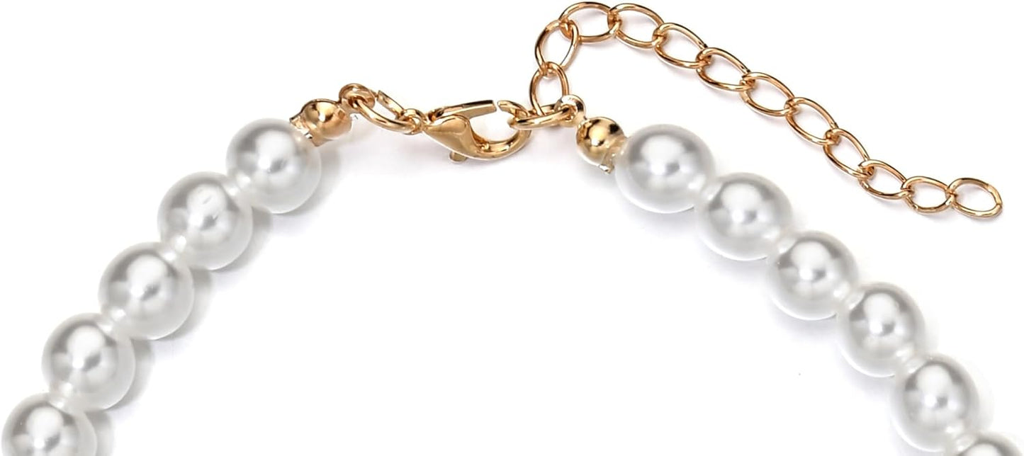 Small dog wearing elegant pearl jewelry accessory