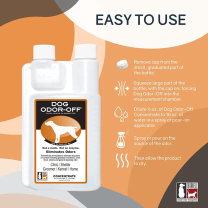 Thornell Dog Odor-Off Carpet Concentrate bottle angled shot showing veterinary strength details.