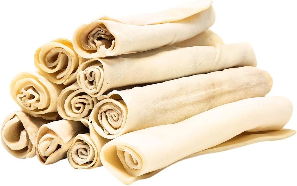 Hotspot Pets premium rawhide bones highlighting hormone free and low fat product features.