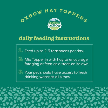 Oxbow small pet treat packaging highlighting the two ounce bag size details