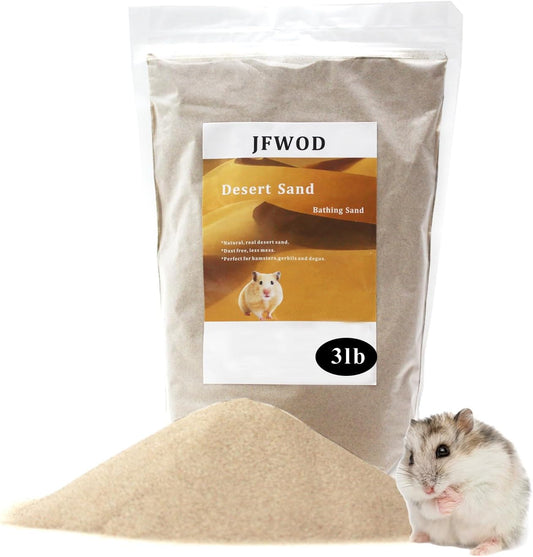 Jfwod Hamster Bath Sand 3lb bag front view for small animals
