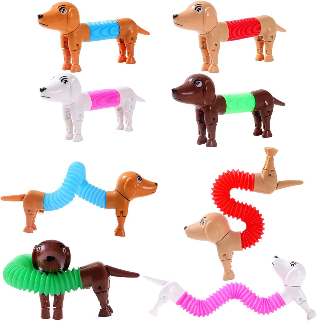 Limpskys dog pop tubes sensory toys front view of colorful 4 pack set.