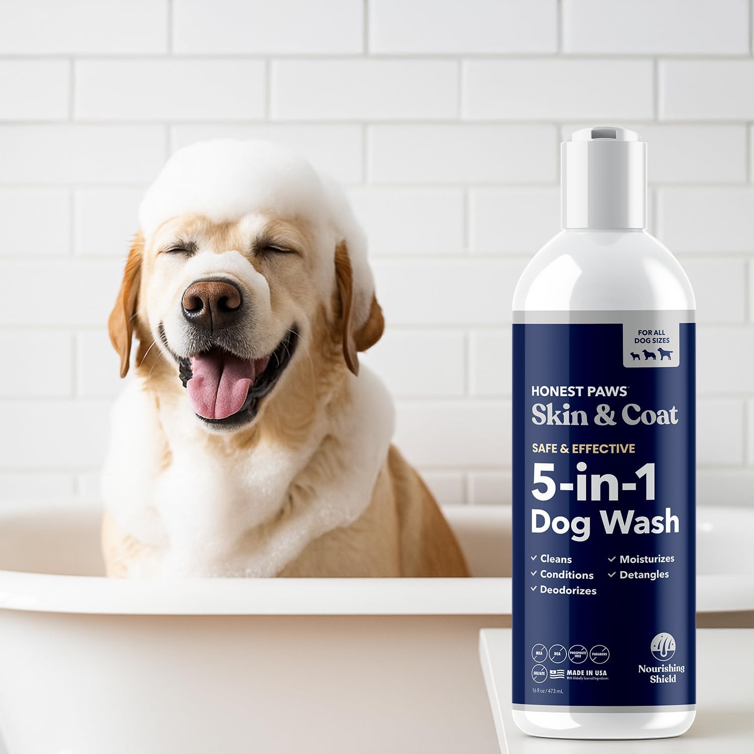 Honest Paws Dog Shampoo and Conditioner - Premium Dog Wash for Allergies and Dry, Itchy, Moisturizing for Sensitive Skin - Sulfate Free, Plant Based, All Natural -16 Fl Oz - Image 9