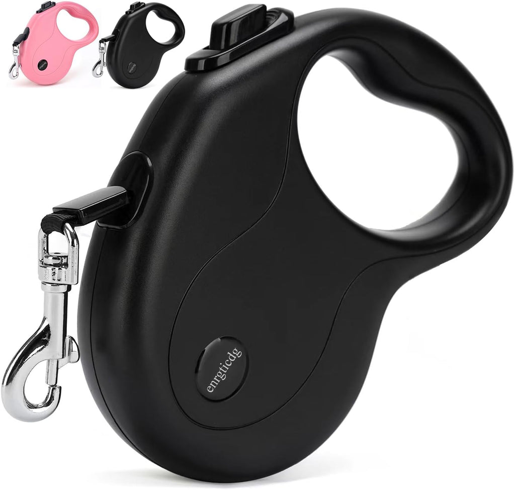 Enrgticdg 16ft retractable dog leash front view in black