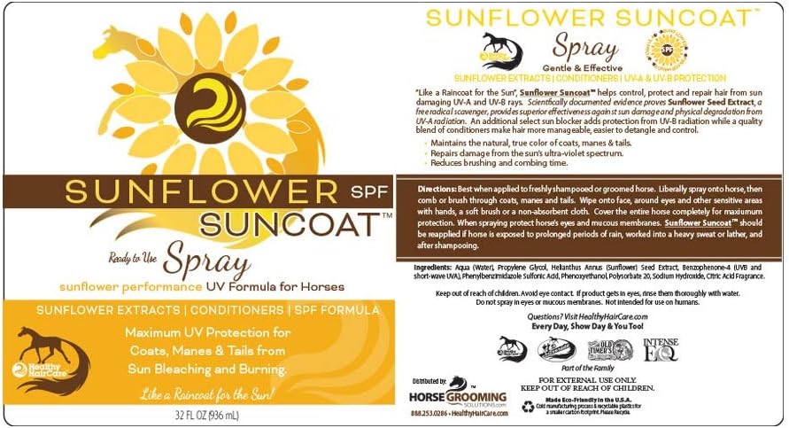 Healthy Haircare Sunflower Suncoat SPF 32 fluid ounces bottle for sun protection