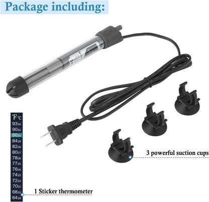 Side profile of 50W aquarium thermostat heater