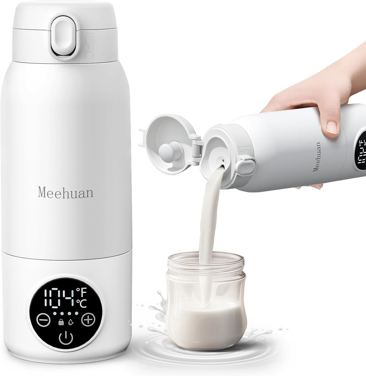Edenpeer portable bottle warmer front view in white finish.