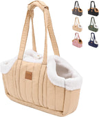 ETIAL Small Dog Carrier Purse, Winter Fleece Warm Dog Tote Bag Carrier with Secure Harness Clip for Puppy Kitten, Waterproof Pet Travel Handbag for Shopping, Hiking and Walking (Black) - Image 8
