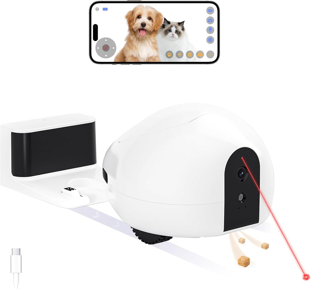 Pumpkii cat camera robot front view with laser pointer