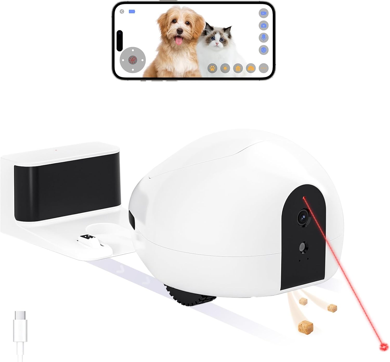 Pumpkii cat camera robot front view with laser pointer