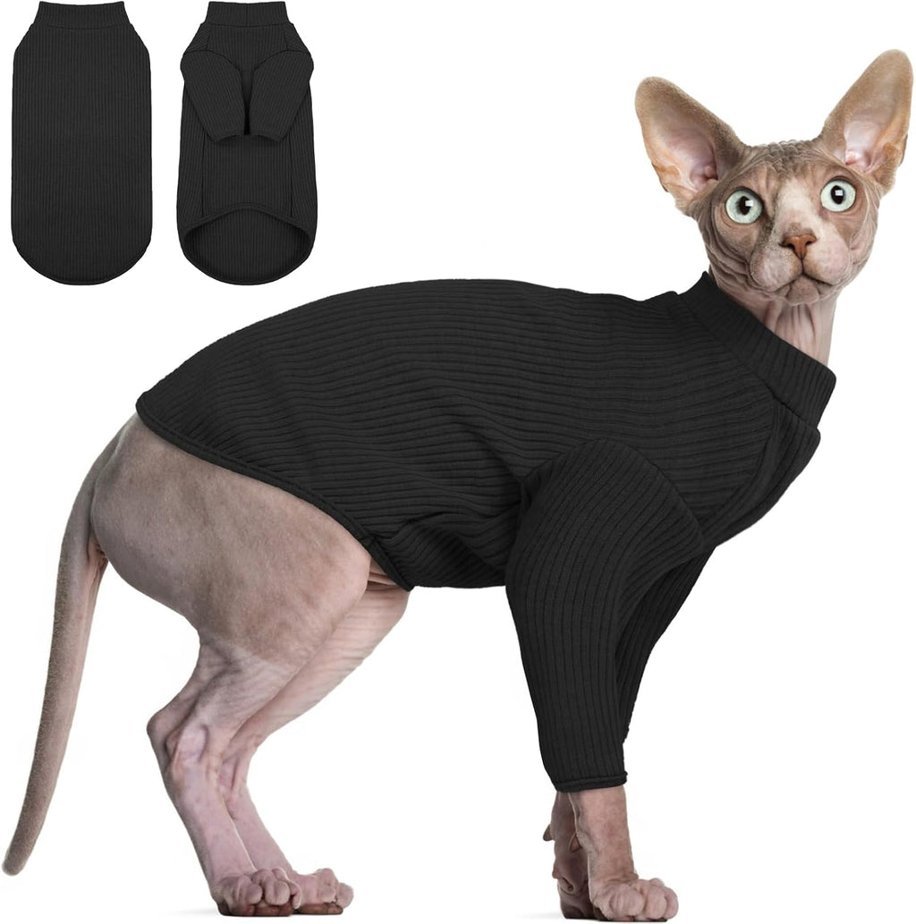 DENTRUN Sphynx Hairless Cats Shirt Pullover Kitten T-Shirts, Breathable Cat Wear Turtleneck Sweater Adorable Cat's Clothes Vest Pajamas Jumpsuit - Image 13