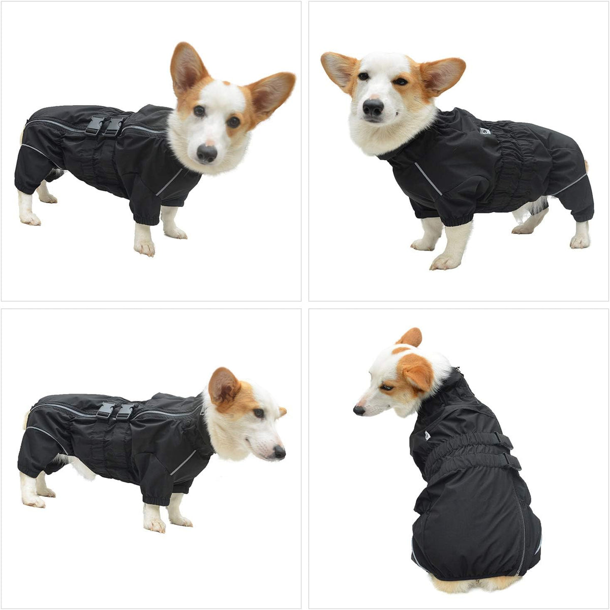 Lovelonglong Waterproof Dog Raincoat - 4-Leg Full Body Dog Rain Suit with Reflective Strips & Leash Opening, Outdoor Dog Jacket for Rainy Weather - Image 11