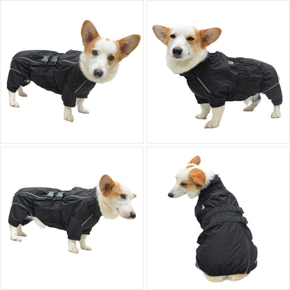 Lovelonglong Waterproof Dog Raincoat - 4-Leg Full Body Dog Rain Suit with Reflective Strips & Leash Opening, Outdoor Dog Jacket for Rainy Weather - Image 11