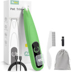 PAPMINI Dog Grooming Kit front view showing green body and digital LED battery display screen.