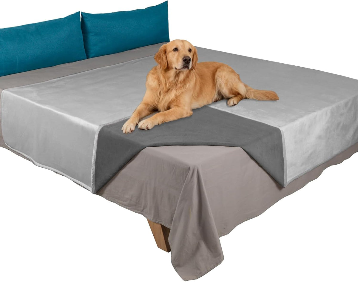 Ameritex Pet Bed Blanket Reversible 100% Waterproof Velvet Super Soft for Sofa and Bed (40x60 Inches, Light Grey+Grey) - Image 11