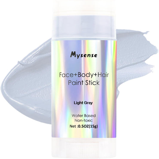 Mysense Light Gray Face Body Hair Paint Stick front view showcasing the holographic label design.