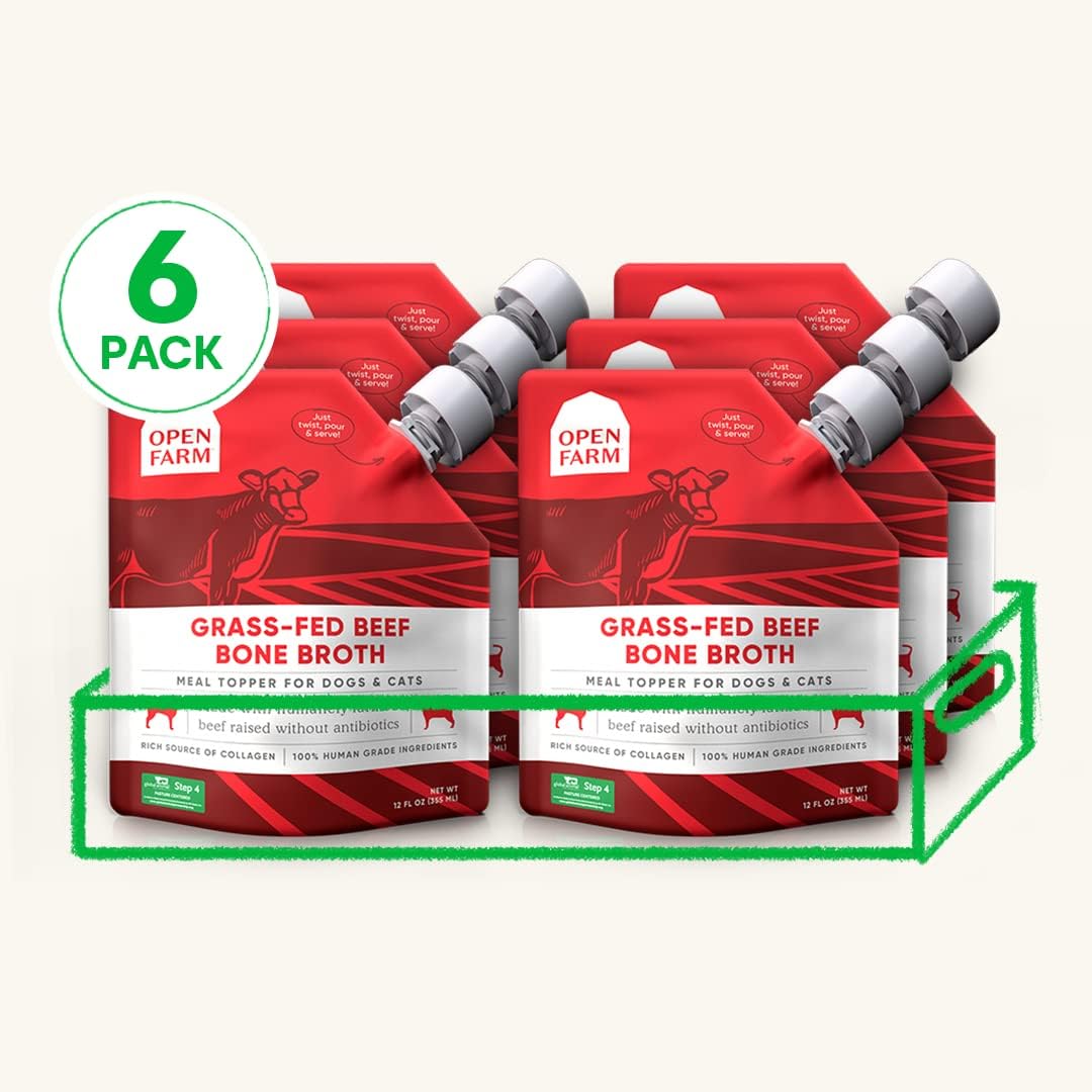 Open Farm human grade beef bone broth liquid meal mixer for dogs and cats