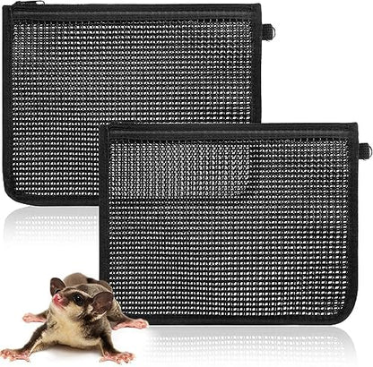 Abbylike small animal mesh trimming bag in black showing secure zipper closure.