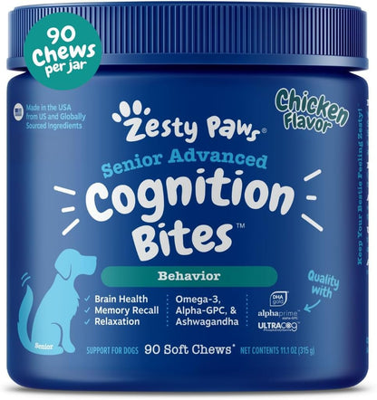 Zesty Paws Senior Advanced Calming & Cognition Soft Chews for Dogs - Supplements for Dog Brain Health & Nervous System Support + Calming & Relaxation -with Ashwagandha & DHA - Image 10