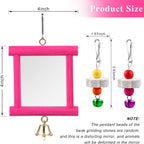 Two hanging chicken coop mirrors with wooden frames and bells
