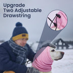 Large pink pet snood for long ears protection during mealtime