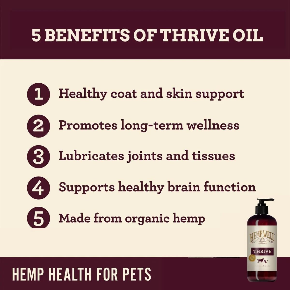 Pet healthy skin and coat benefits of Hemp Well Thrive Oil